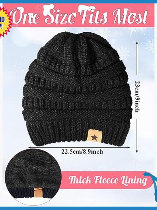 8-Piece Knitted Beanie & Touchscreen Glove Set, Fleece Lined, Winter Warmth main image 6